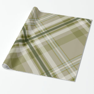 men's gifts drab olive and beige masculine plaid wrapping paper