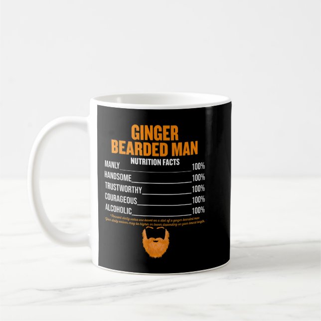 Mens Ginger Bearded man nutricion facts redhead Coffee Mug (Left)