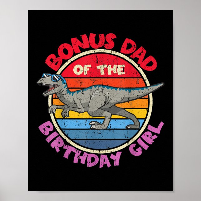 Mens Girl Birthday I Bonus Dad I Velociraptor I Poster (Front)