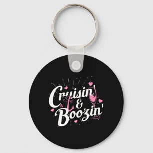 Mens Girls Trip Cruisin Boozin Funny Cruise Ship Key Ring