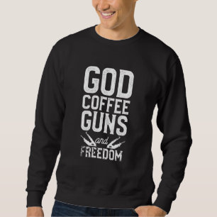 Mens God Coffee Guns And Freedom Veteran Memorial Sweatshirt
