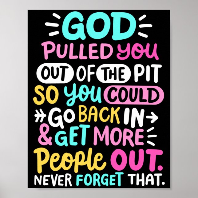 Mens God Pulled Out Of The Pit Sobriety Aa Na Poster (Front)