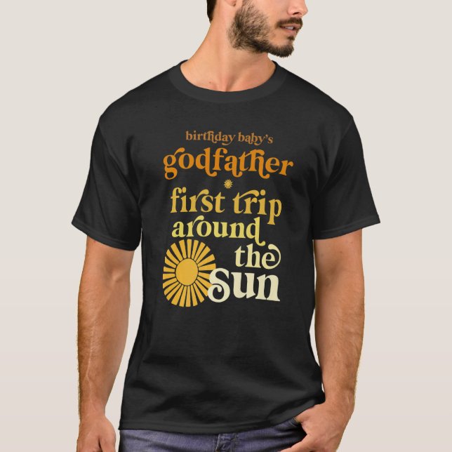 Mens Godfather First Trip Around The Sun Birthday  T-Shirt (Front)