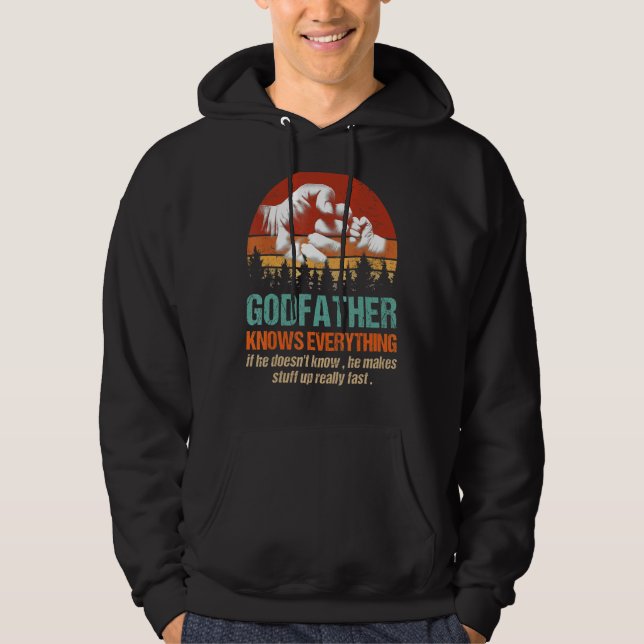 Mens Godfather Knows Everything Fist Bump Family F Hoodie (Front)