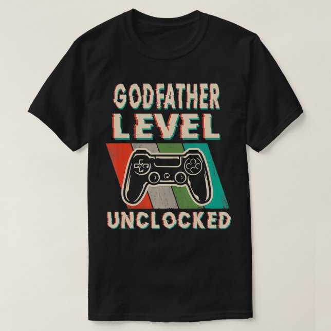 Mens Godfather Level Unlocked Funny Levelled Up To T-Shirt (Design Front)