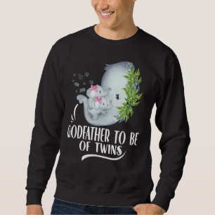 Mens Godfather To Be Of Twins Baby Girls Elephant Sweatshirt