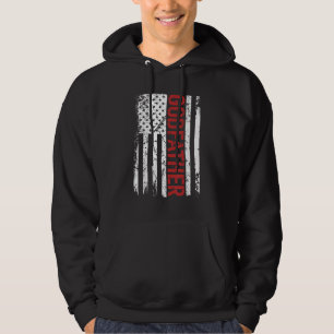 Mens Godfather Vintage Us American Flag For Dad Hoodie