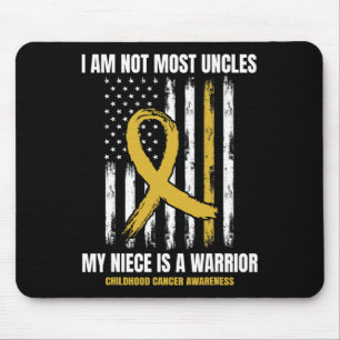 Mens Gold Childhood Cancer Awareness Niece Uncle A Mouse Mat