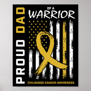 Mens Gold Proud Dad Childhood Cancer Awareness Men Poster