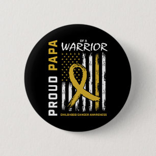 Mens Gold Proud Papa Childhood Cancer Awareness Am 6 Cm Round Badge
