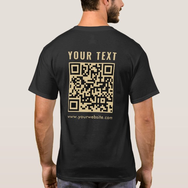 Mens Gold Scan Me QR Code Double Sided Print T-Shirt (Back)