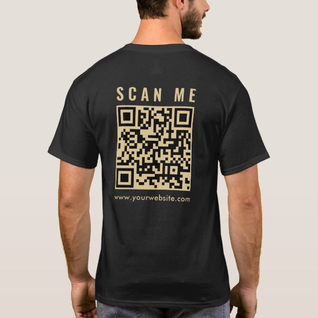 Mens Gold Scan Me QR Code Front And Back Print T-Shirt (Back)
