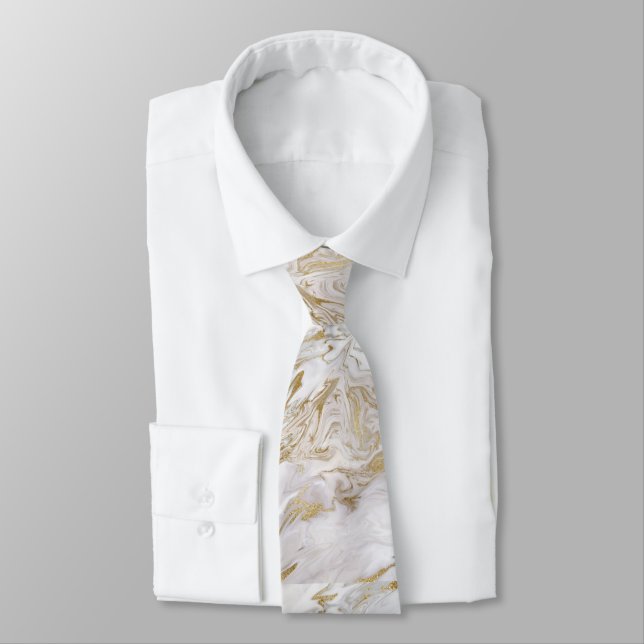 Men's Gold Swirl Marble Tie (Tied)