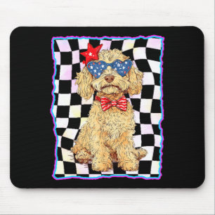 Mens goldendoodle 4th of july patriotic golden mouse mat