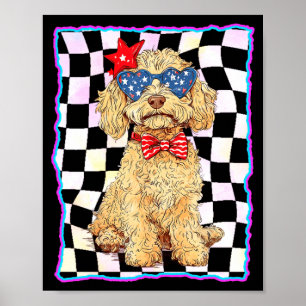 Mens goldendoodle 4th of july patriotic golden poster