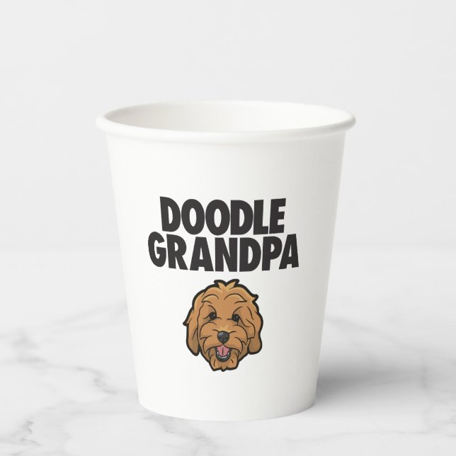 Mens Goldendoodle Grandpa Doodle Papa Cute Goldend Paper Cups (Front)