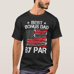 Mens Golf Best Bonus Dad By Par Golfer American Fl T-Shirt