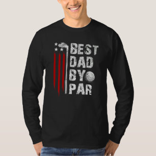 Mens Golf Best Dad By Par Daddy Golfer American Fl T-Shirt