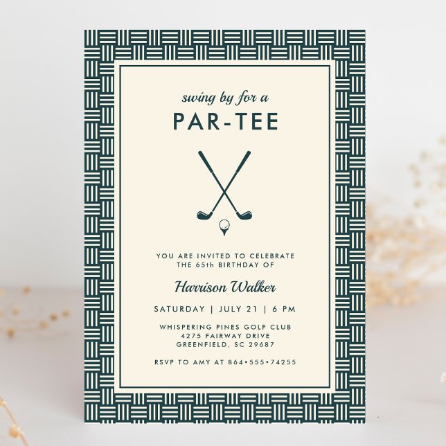 Mens Golf Birthday Party Any Age Modern Green Invitation (Creator Uploaded)