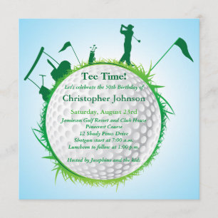 Mens Golfing 50th Birthday Party Invitation