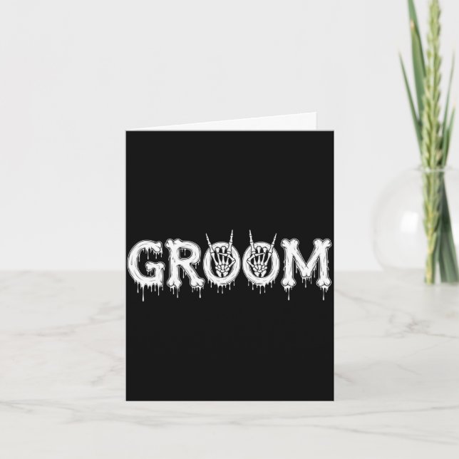 Mens gothic skeleton bride and groom wedding card (Front)