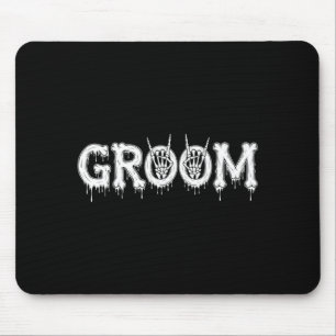 Mens gothic skeleton bride and groom wedding mouse mat
