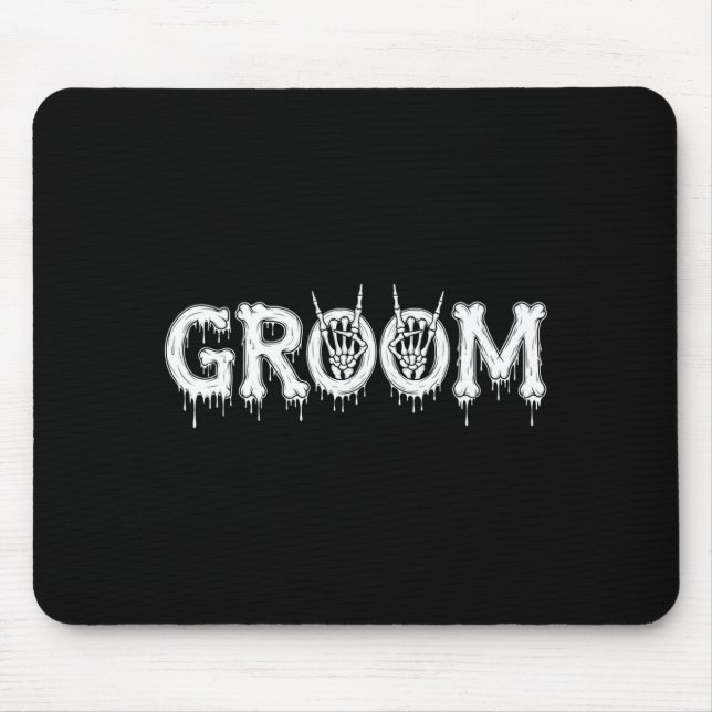 Mens gothic skeleton bride and groom wedding mouse mat (Front)