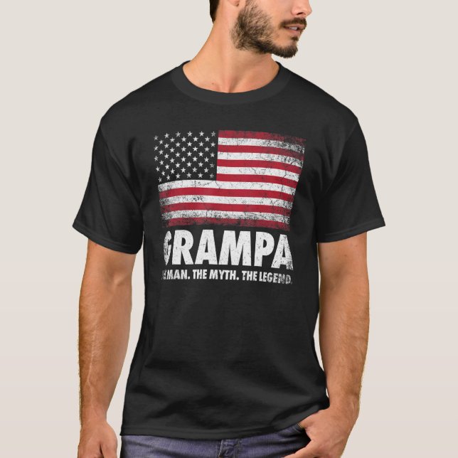 Mens Grampa The Man The Myth The Legend Grandpa Fa T-Shirt (Front)