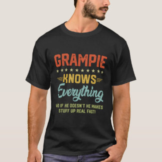 Mens Grampie Knows Everything Funny Grandpa Father T-Shirt
