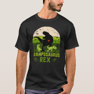 Mens Grampssaurus Rex 2 Kids Sunset For Fathers T-Shirt