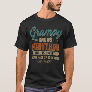 Mens Grampy Knows Everything Grandpa 60th For Fat T-Shirt