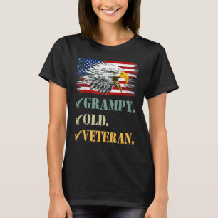 Mens Grampy Old Veteran American Eagle Flag Cool M T-Shirt