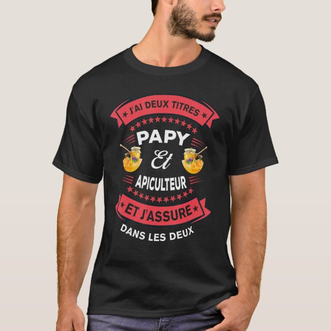 Mens  Grandad Beekeeper  Two Titles Humourous T-Shirt (Front)