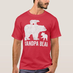 Mens Grandpa Bear Fathers Day s Funny Two Cub Kids T-Shirt