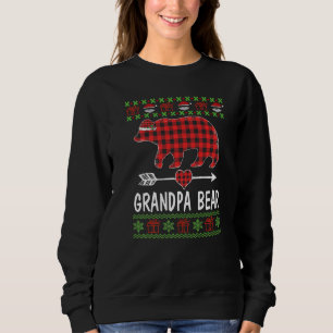 Mens Grandpa Bear Santa Red Plaid Family Pyjamas F Sweatshirt