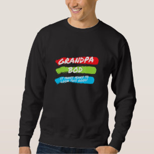 Mens Grandpa Bod Weightlifter Gag Exercise Gym Gra Sweatshirt
