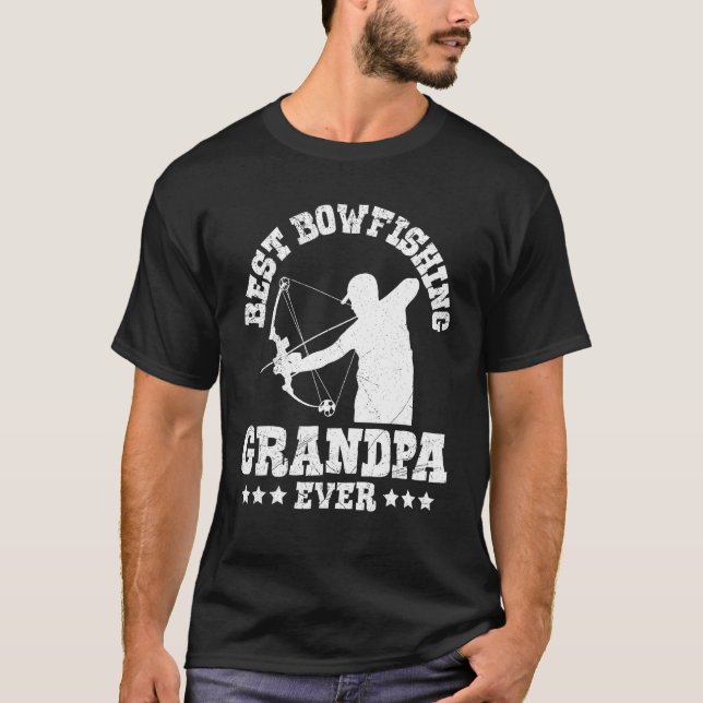 Mens Grandpa Bowfishing Grandfather Bow Hunter Fis T-Shirt (Front)