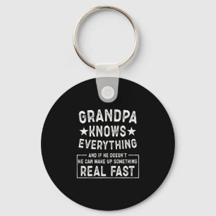 Mens grandpa knows everything funny vintage key ring