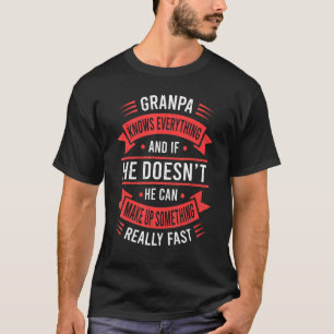 Mens Grandpa Knows Everything   Grandpa Fathers Da T-Shirt
