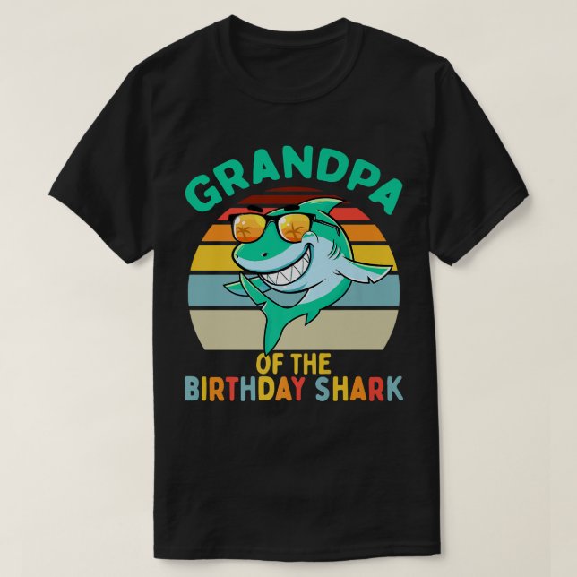 Mens Grandpa Matching Family Shark Birthday T-Shirt (Design Front)