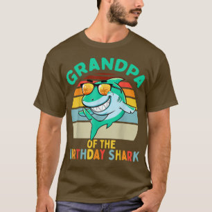 Mens Grandpa Matching Family Shark Birthday T-Shirt