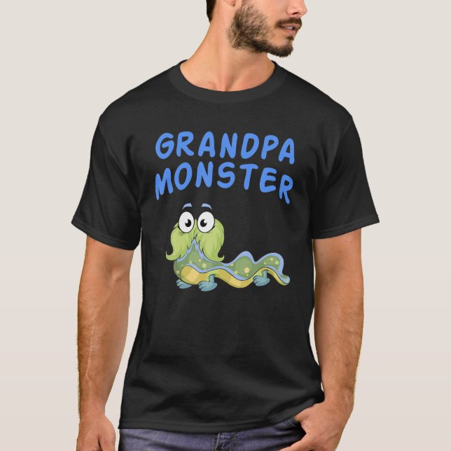 Mens Grandpa Monster shirt Birthday Family Monster (Front)