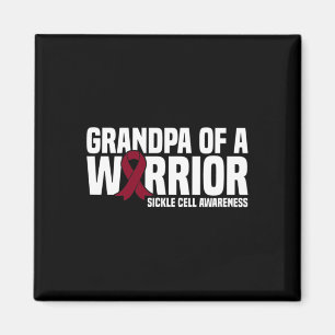 Mens Grandpa of a Warrior Burgundy Ribbon Sickle C Magnet