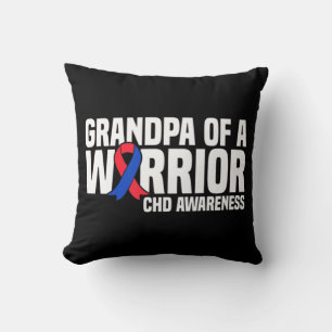 Mens Grandpa of a Warrior CHD Congenital Heart Dis Cushion