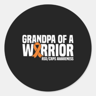 Mens Grandpa Of A Warrior Orange Ribbon Rsdcrps Aw Classic Round Sticker