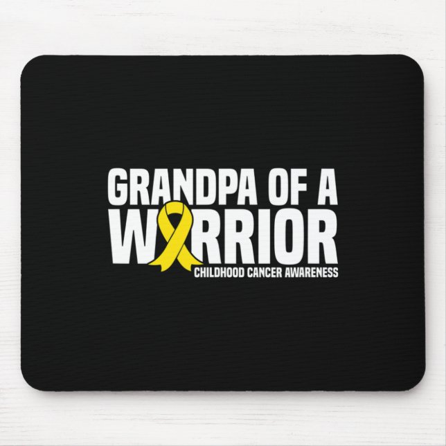Mens Grandpa of a Warrior Ribbon Childhood Cancer  Mouse Mat (Front)