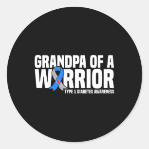 Mens Grandpa Of A Warrior Type 1 Diabetes Awarenes Classic Round Sticker
