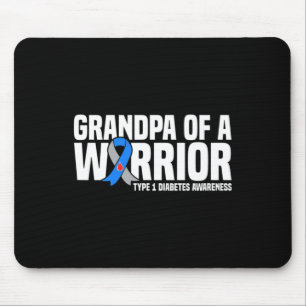 Mens Grandpa Of A Warrior Type 1 Diabetes Awarenes Mouse Mat