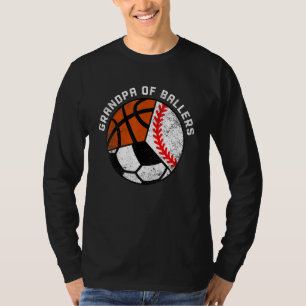 Mens Grandpa Of Ballers   Baseball Soccer Basketba T-Shirt