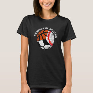 Mens Grandpa Of Ballers Baseball Soccer Basketbal T-Shirt